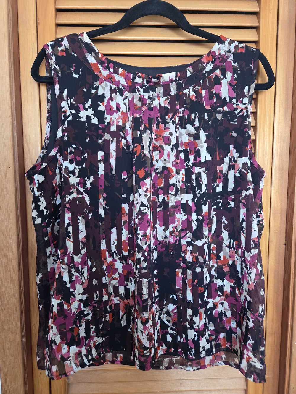 Christopher & Banks Sleeveless Printed Tank Top - Black, Pink & White